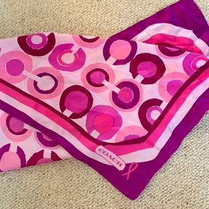 Coach pink and purple silk square scarf